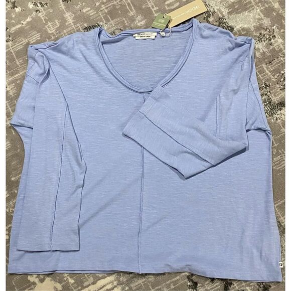 NWT XL, Tom, Tailor denim organic cotton T-shirt distressed look long sleeve tee - Picture 1 of 6